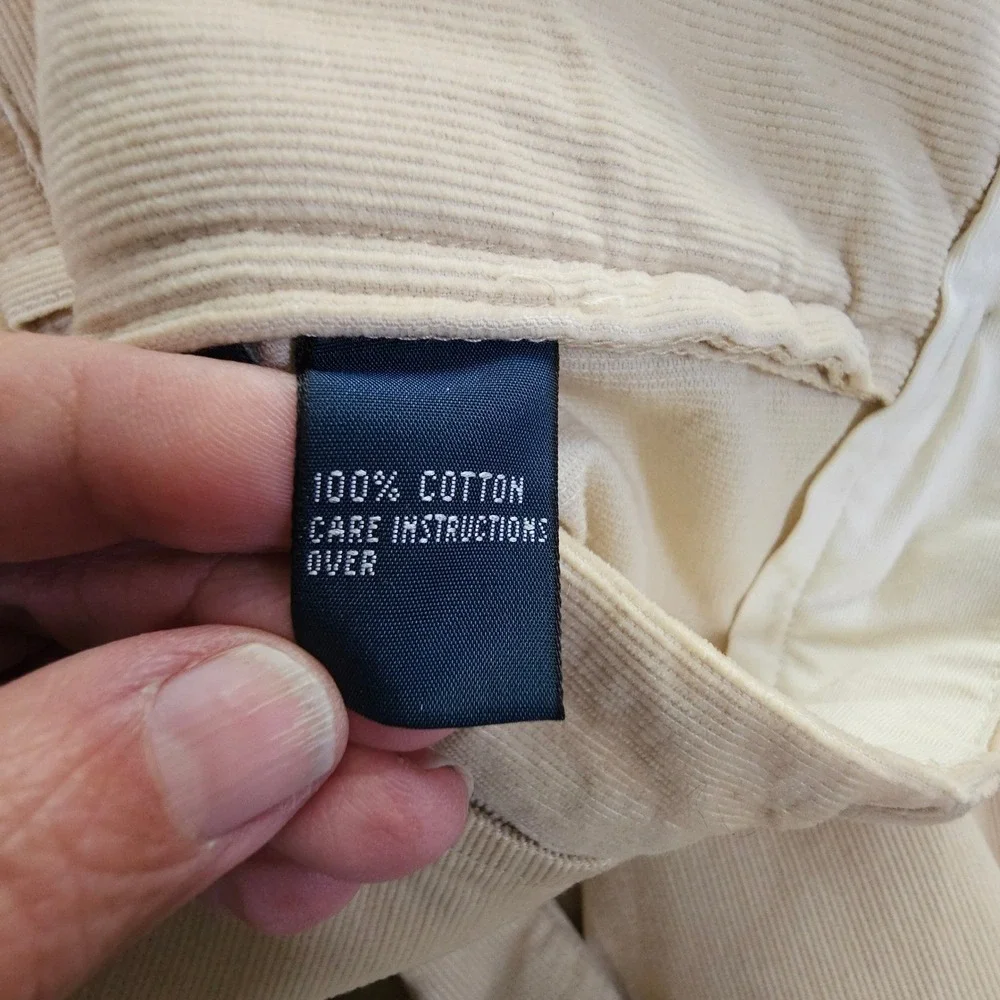 Polo Ralph Lauren Mens Cream Corduroy Pants‎ 34x32 Cotton Straight Leg Trousers